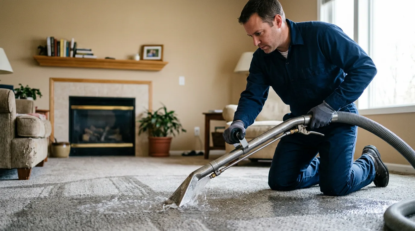 Water damage restoration technician working near Brielle, NJ